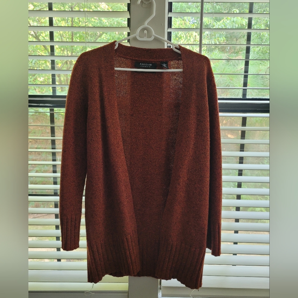 PARISIAN Signature SIZE S, Women's CARDIGAN Red Merino, Wol, Like New.
